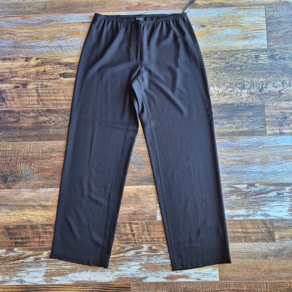 Vintage EILEEN FISHER Wool Blend Straight Dress Pants High Rise Zip Black - Picture 1 of 11